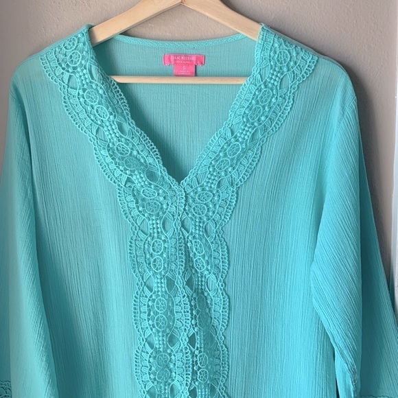 ISAAC MIZRAHI Daisy Gauze Coverup Tunic Top - Picture 2 of 9